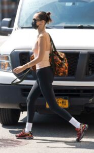 Bella Hadid in a Black Leggings