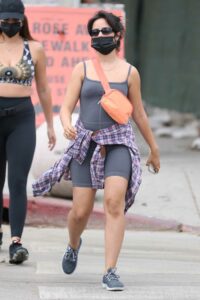 Camila Cabello in a Grey Workout Ensemble