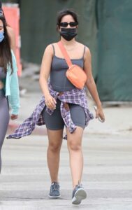 Camila Cabello in a Grey Workout Ensemble