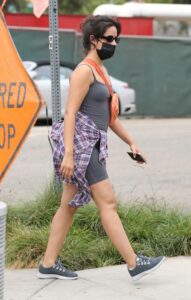 Camila Cabello in a Grey Workout Ensemble