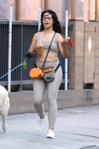 Camila Cabello in a Grey Workout Ensemble