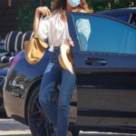 Cindy Crawford in a White Blouse Arrives at Soho House in Malibu 08/12/2021