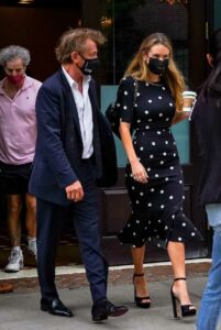 Dylan Penn in a Black Polka Dot Dress