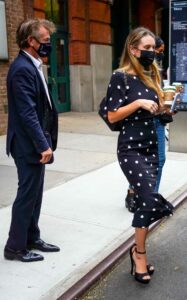 Dylan Penn in a Black Polka Dot Dress