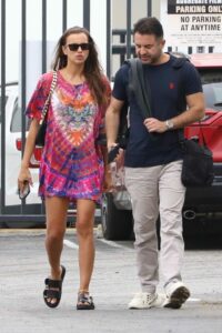 Irina Shayk in a Tie-Dye Mini Dress