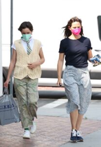 Jennifer Garner in a Pink Protective Mask