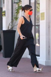 Jennifer Garner in a Red Protective Mask