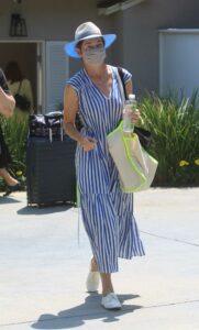 Julianne Nicholson in a Striped Dress