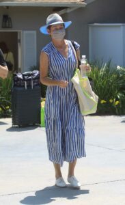 Julianne Nicholson in a Striped Dress