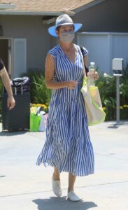 Julianne Nicholson in a Striped Dress