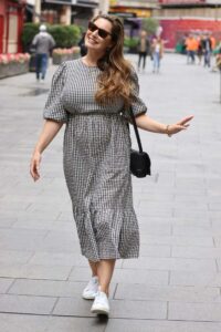 Kelly Brook in a Checked Dress