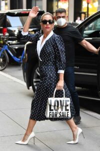 Lady Gaga in a Black Polka Dot Dress