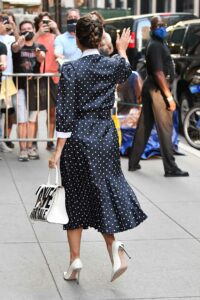 Lady Gaga in a Black Polka Dot Dress