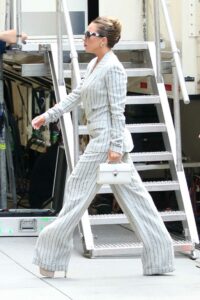 Lady Gaga in a White Striped Suit