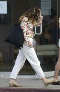 Lily James in a White Pants