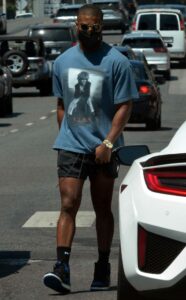 Michael B. Jordan in a Blue Tee