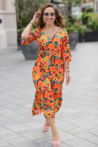 Myleene Klass in an Orange Floral Dress