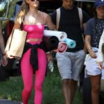 Nina Agdal in a Pink Workout Ensemble Leaves a Yoga Class in The Hamptons, New York 07/31/2021