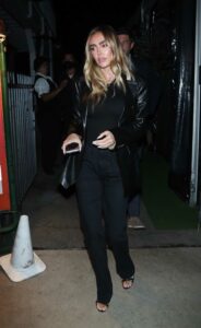 Petra Ecclestone in a Black Leather Blazer