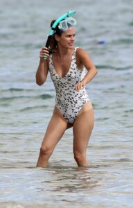 Rachel Bilson in a White Animal Print Swimsuit