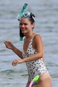 Rachel Bilson in a White Animal Print Swimsuit