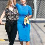 Tracee Ellis Ross in a Blue Dress Arrives to Jimmy Kimmel Live in Los Angeles 08/19/2021