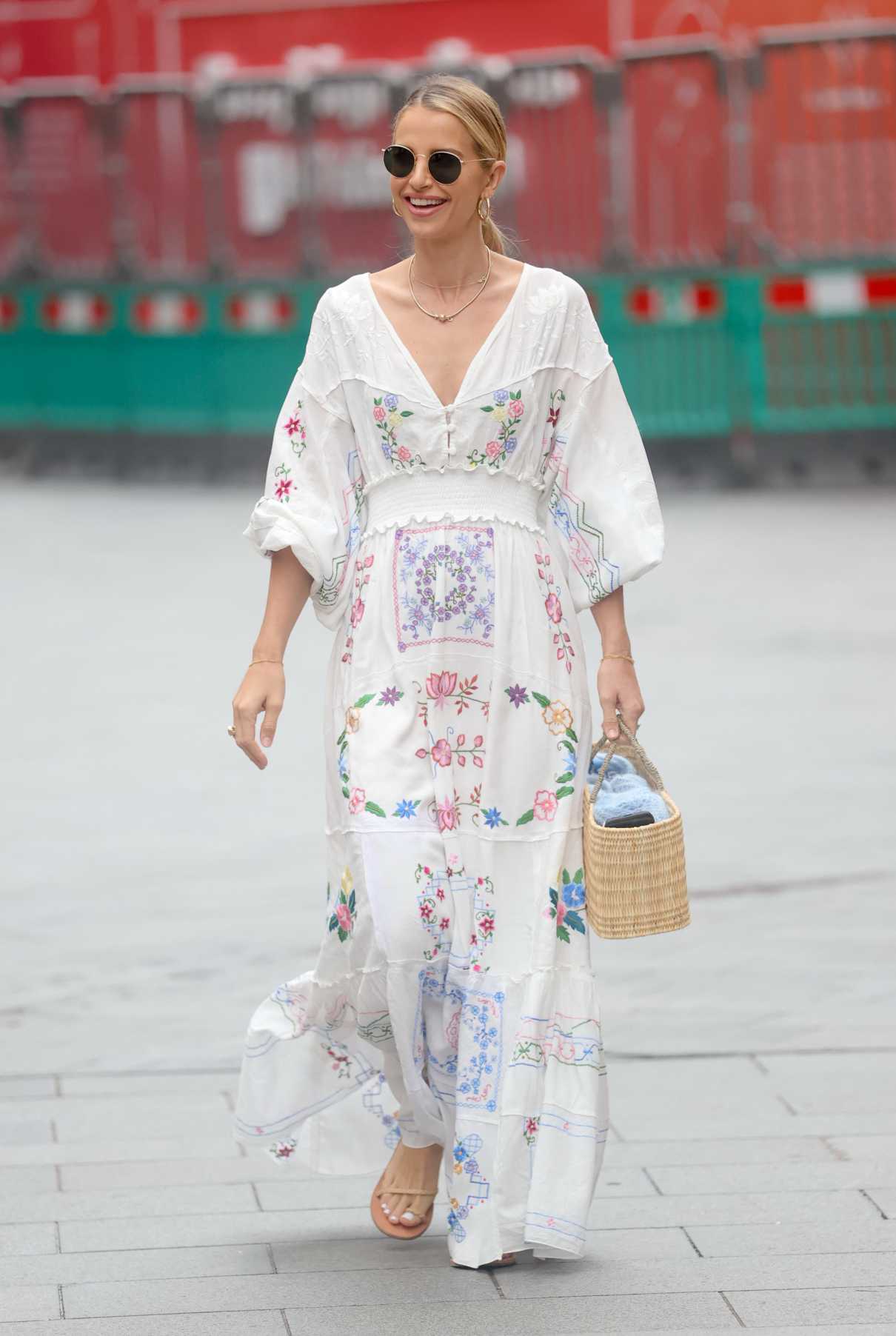 Vogue Williams in a White Summer Floral Dress