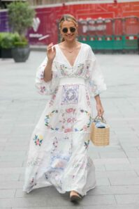 Vogue Williams in a White Summer Floral Dress