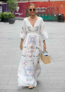 Vogue Williams in a White Summer Floral Dress