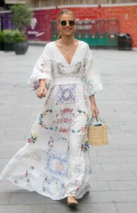 Vogue Williams in a White Summer Floral Dress