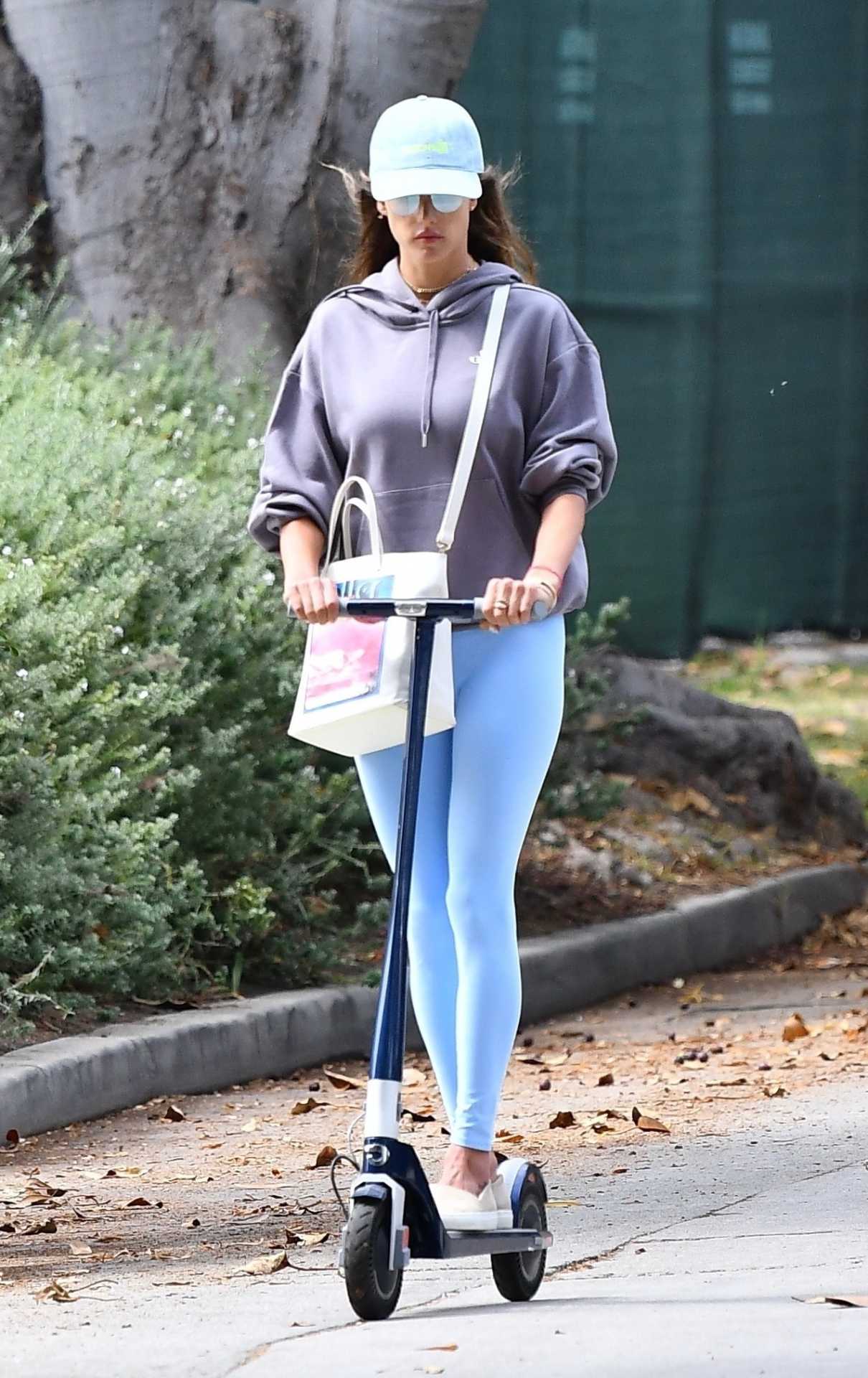 Alessandra Ambrosio in a Baby Blue Leggings