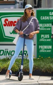 Alessandra Ambrosio in a Baby Blue Leggings