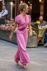 Amanda Holden in a Pink Jumpsuit