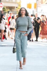 Amelia Hamlin in a Baby Blue Pants