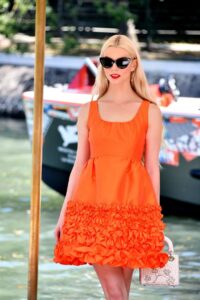 Anya Taylor-Joy in an Orange Mini Dress