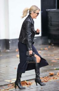 Ashley Roberts in a Black Leather Jacket