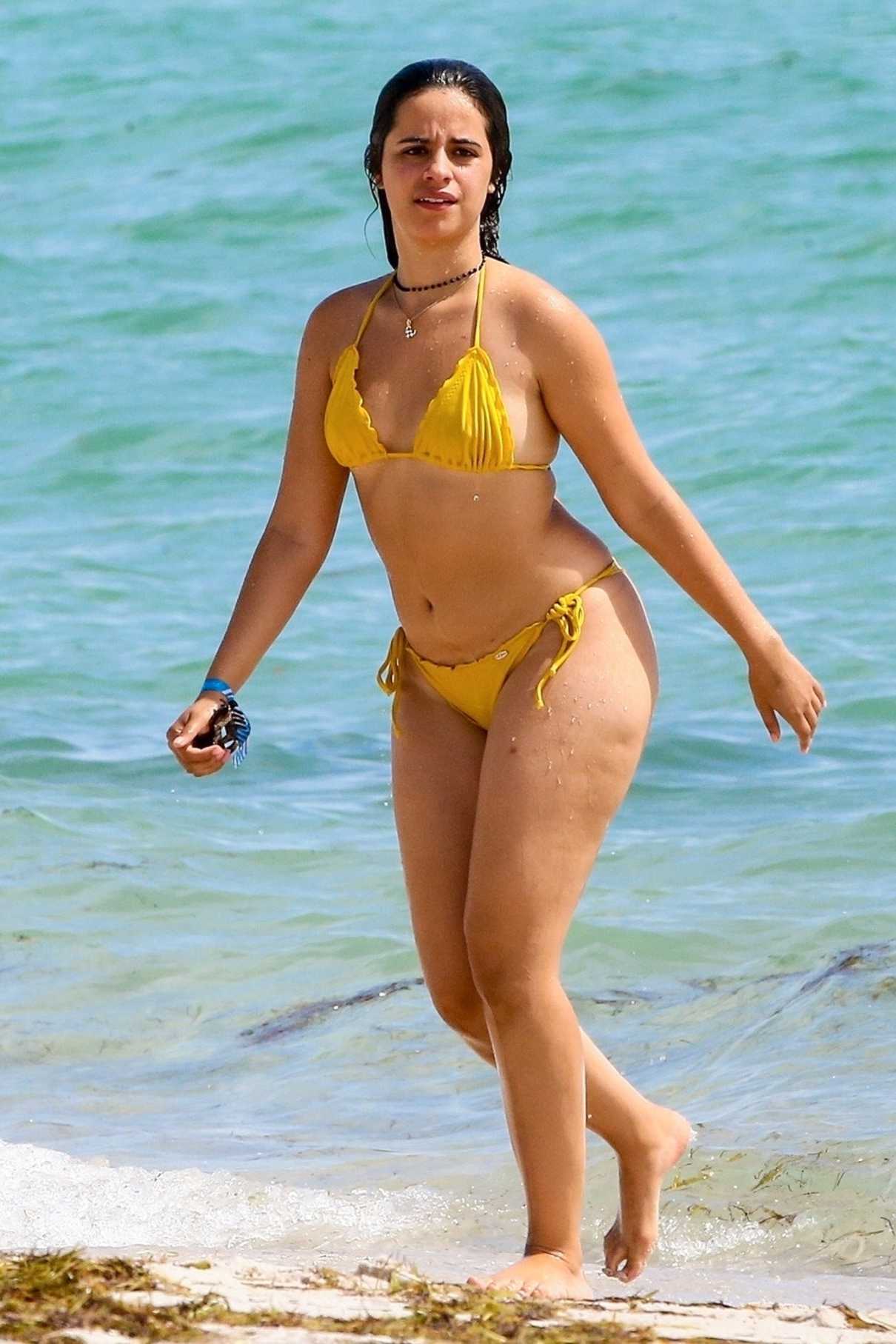 Camila Cabello in a Yellow Bikini
