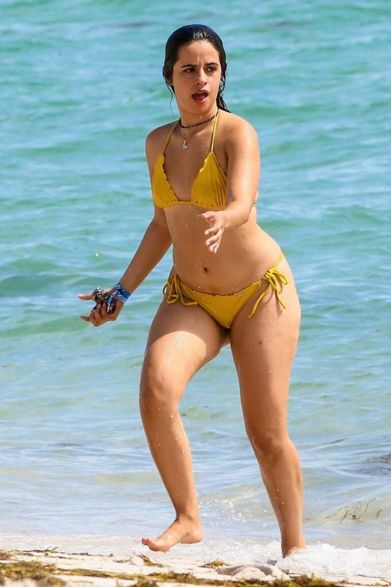 Camila Cabello In A Yellow Bikini On The Beach In Miami 09202021 7 Lacelebsco 0245