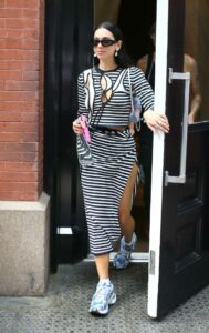 Dua Lipa in a Striped Dress