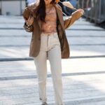 Gigi Hadid in a Brown Leather Blazer Was Seen Out in Milan 09/24/2021
