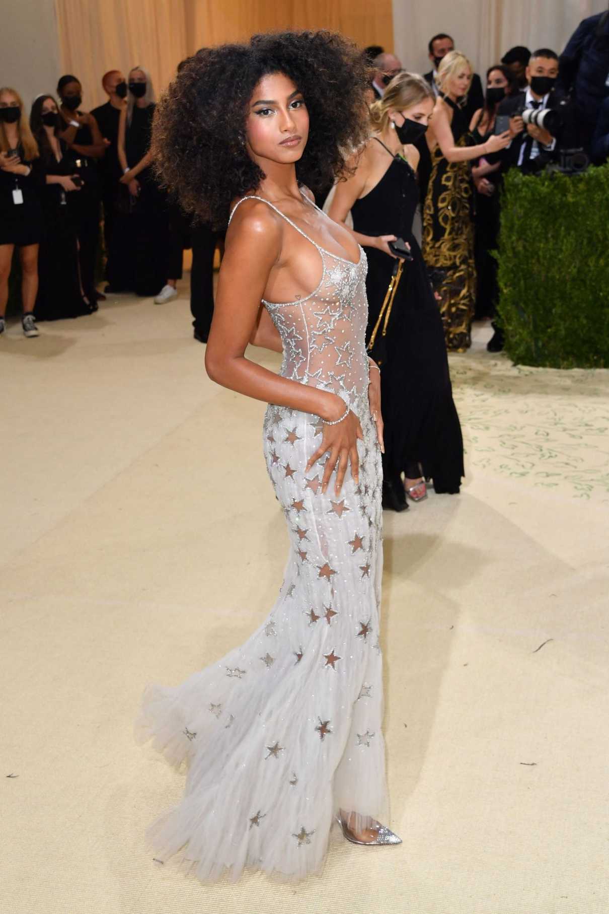 Imaan Hammam Attends 2021 Met Gala In America A Lexicon of Fashion at