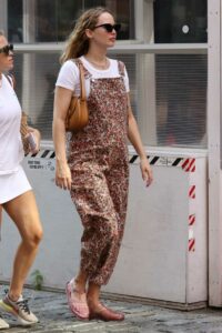 Jennifer Lawrence in a Floral Print Jumpsuit