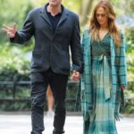 Jennifer Lopez in a Plaid Green Ensemble Was Seen Out with Ben Affleck in New York City 09/26/2021