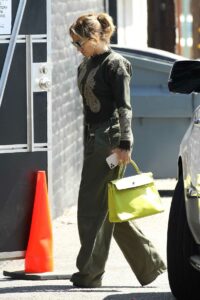 Jennifer Lopez in an Oilive Pants