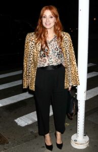 Jessica Chastain in an Animal Print Blazer