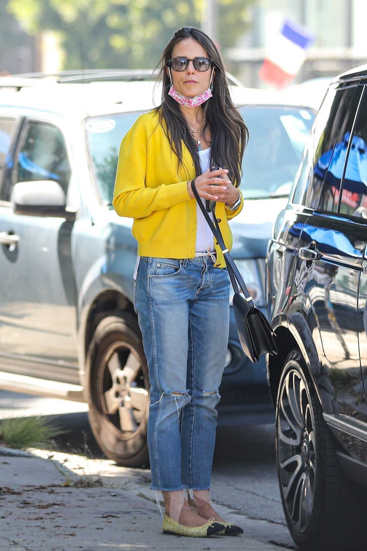 Jordana Brewster in a Yellow Cardigan