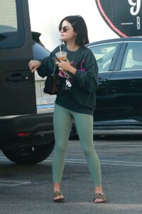Lucy Hale in an Olive Leggings