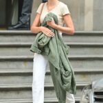 Michelle Keegan in a White Pants Leaves the Corinthian Hotel in London 09/17/2021