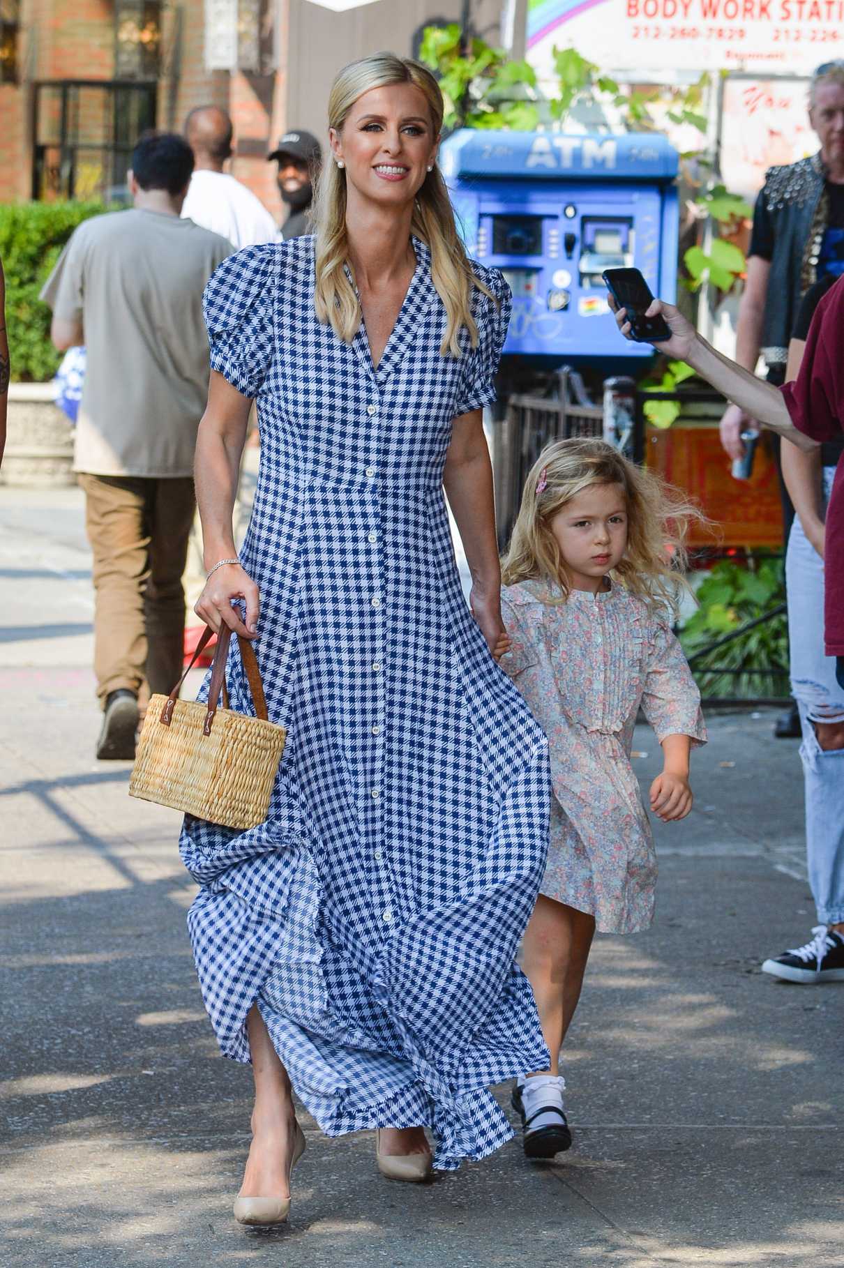 Nicky Hilton in a Blue Checked Dress