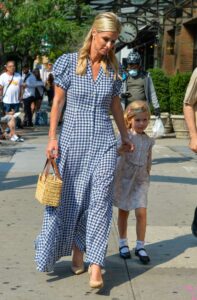 Nicky Hilton in a Blue Checked Dress